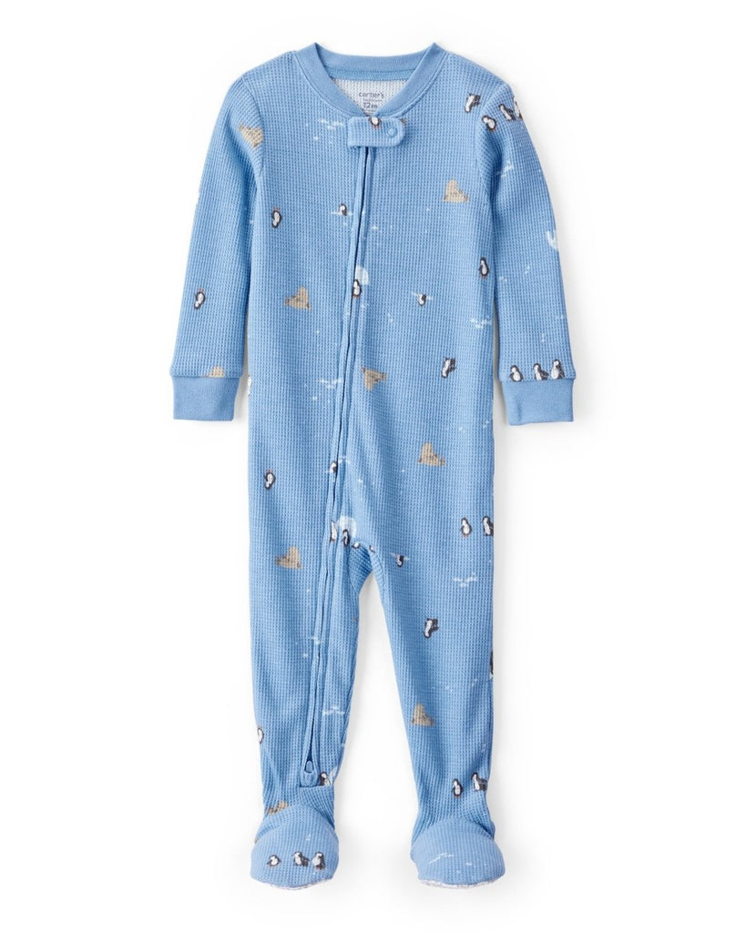 Pijama enterizo de algodón en azul animal - Carter's