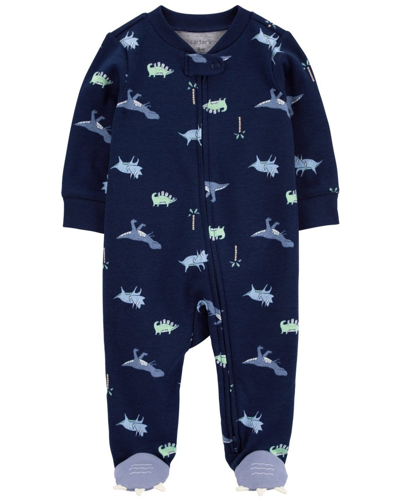 Pijama enterizo de algodón, estampa dinosaurio azul - Carter's