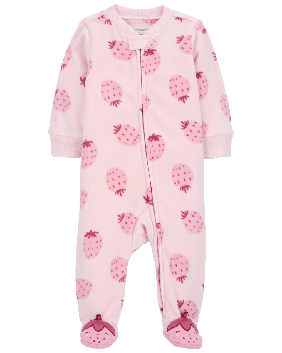 Pijama enterizo de polar fresa rosa para niña Carter's ES