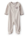 Beige striped fleece all-in-one pajama