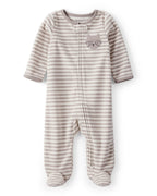 Pijama enterizo de polar beige a rayas - Carter's