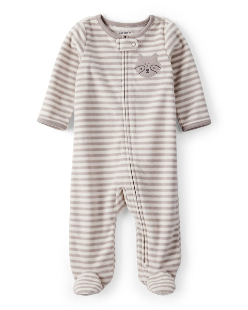 Pijama enterizo de polar beige a rayas - Carter's