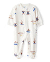 Pijama enterizo de polar en crema con estampado