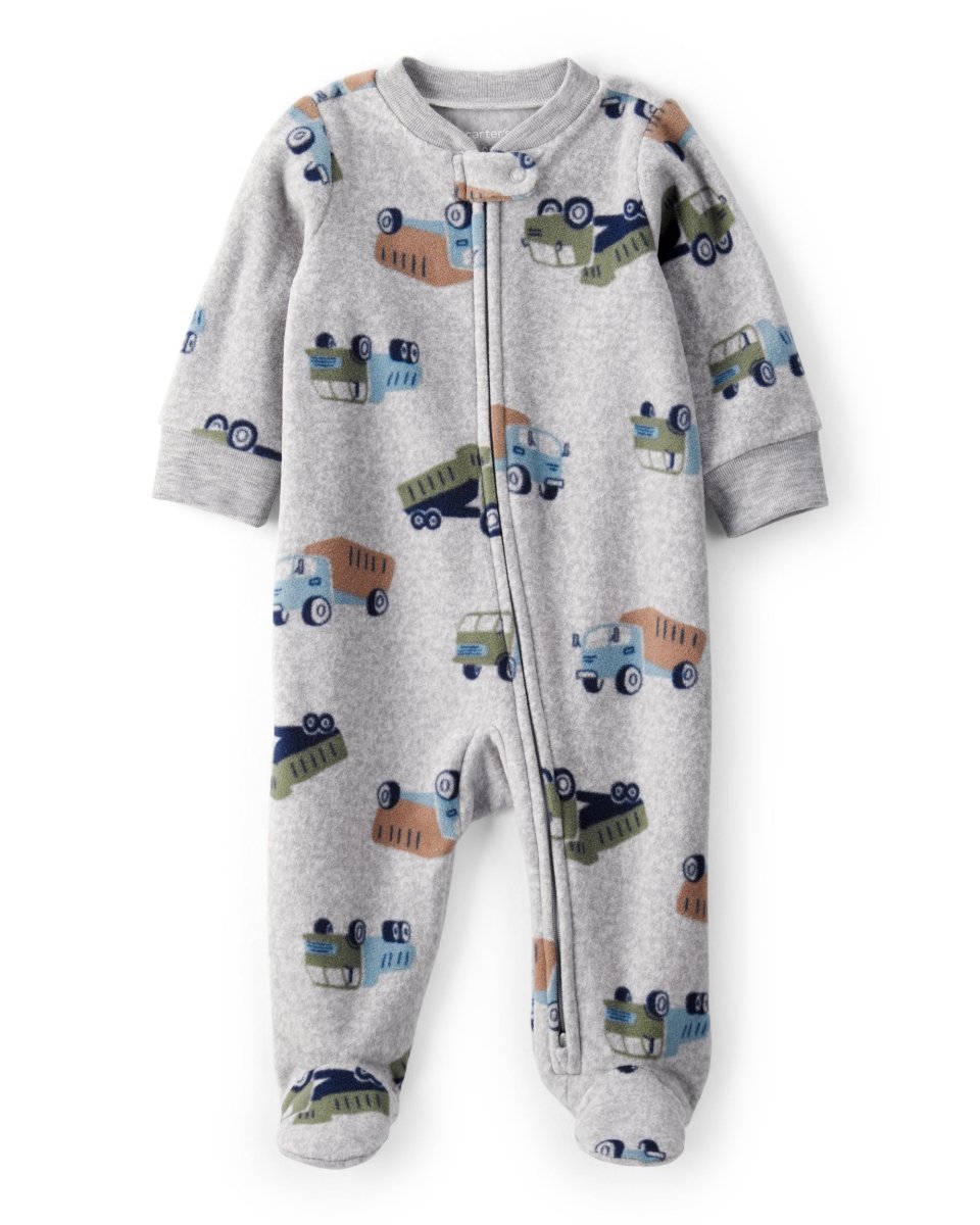 Pijama enterizo de polar gris con divertido estampado - Carter's