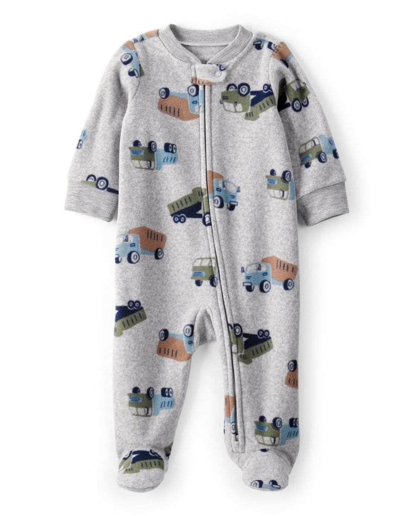 Pijama enterizo de polar gris con divertido estampado - Carter's