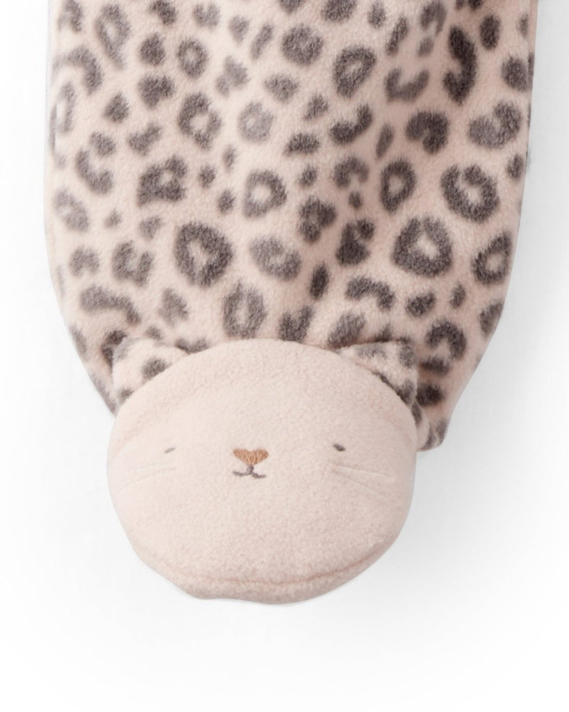 Pijama enterizo de polar marrón con estampado animal print - Carter's