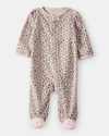 Brown animal print fleece onesie