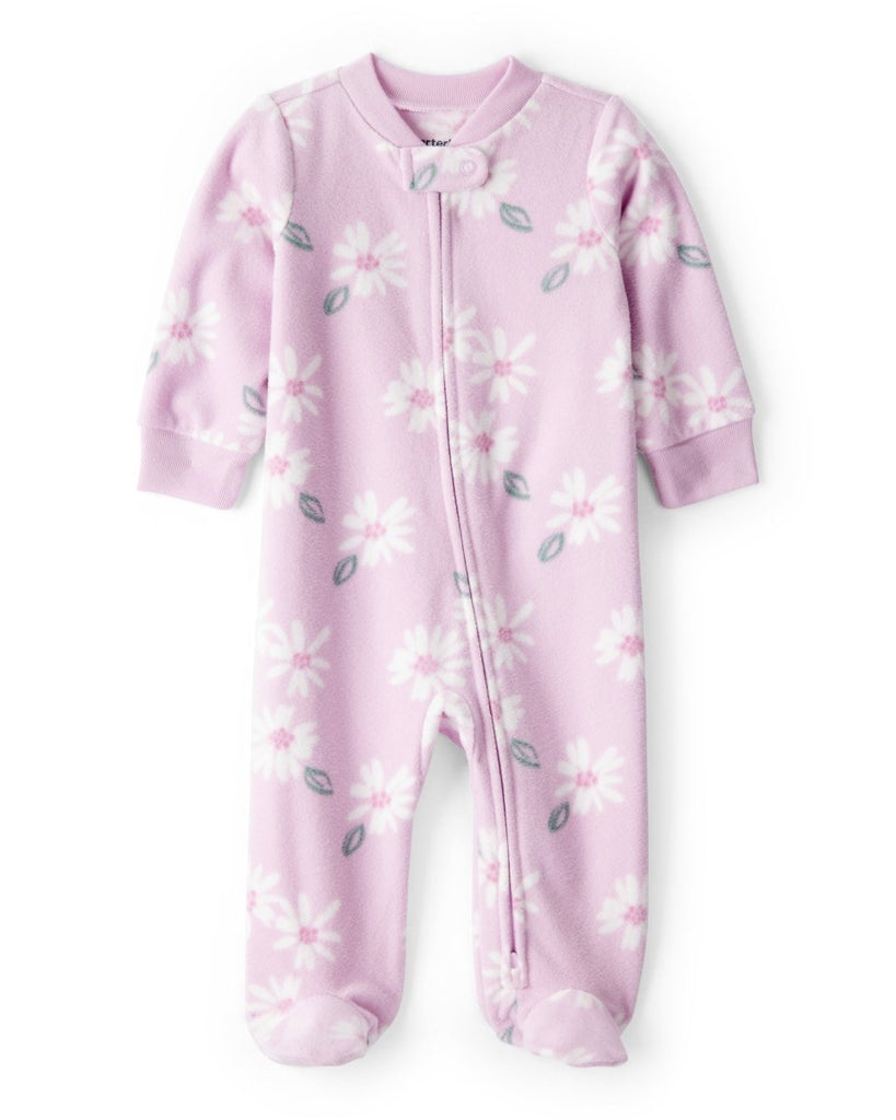Pijama enterizo de polar morado con estampado floral - Carter's