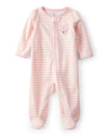 Pink striped fleece all-in-one pajamas