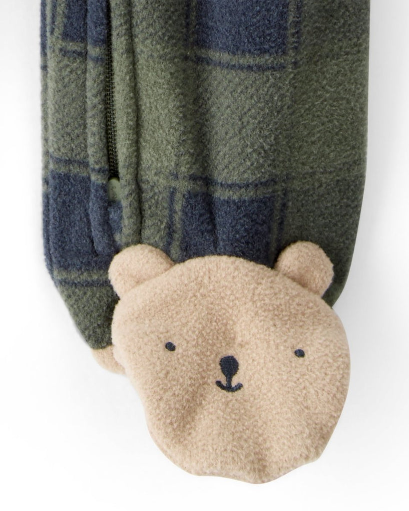 Pijama enterizo de polar verde con diseño buffalo - Carter's