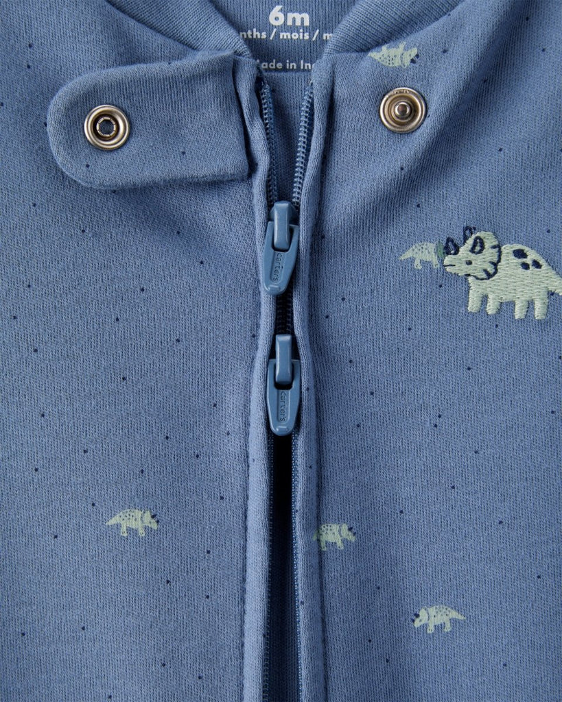 Pijama enterizo interlock azul con estampado de rinoceronte para bebé niño - Carter's