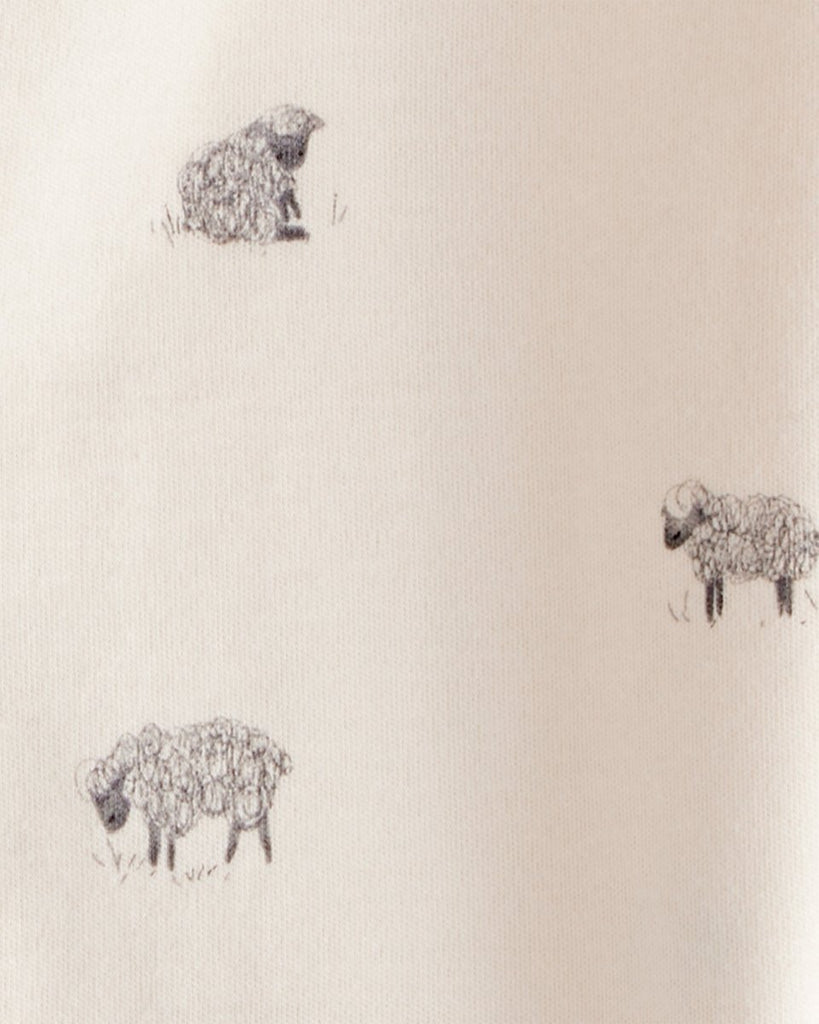 Pijama enterizo interlock color marfil con estampado de ovejas para bebé - Carter's