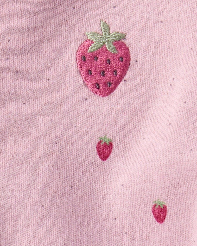 Pijama enterizo interlock rosa con estampado de fresas para bebé niña - Carter's