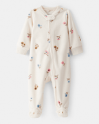Pijama enterizo microfleece crema floral con pies 3D - Carter's