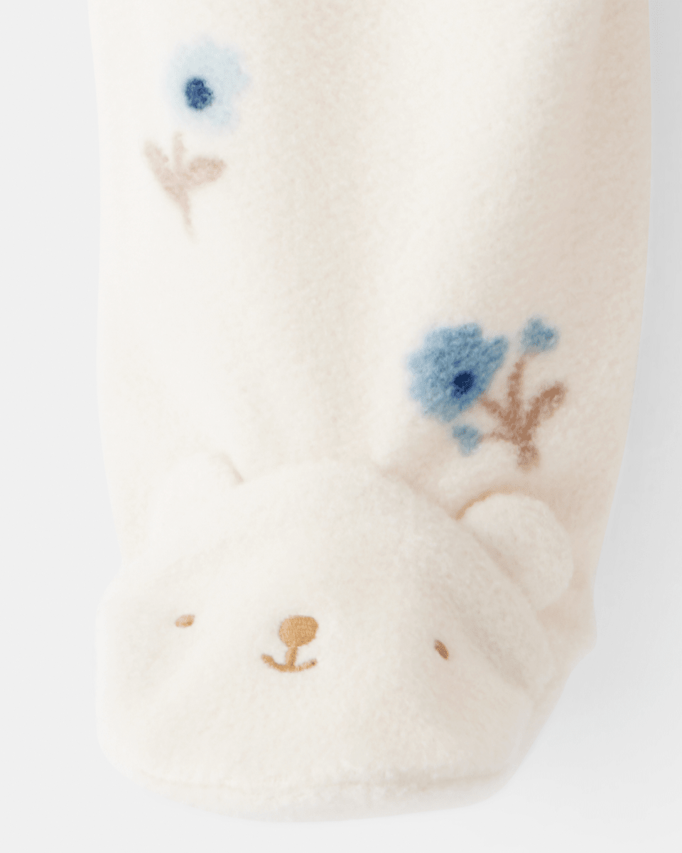 Pijama enterizo microfleece crema floral con pies 3D - Carter's
