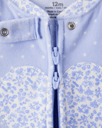 Pijama enterizo polar azul con corazones y lunares - Carter's