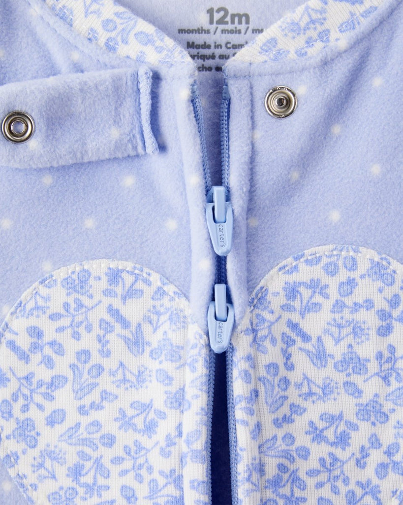 Pijama enterizo polar azul con estampado de corazones para bebé niña - Carter's