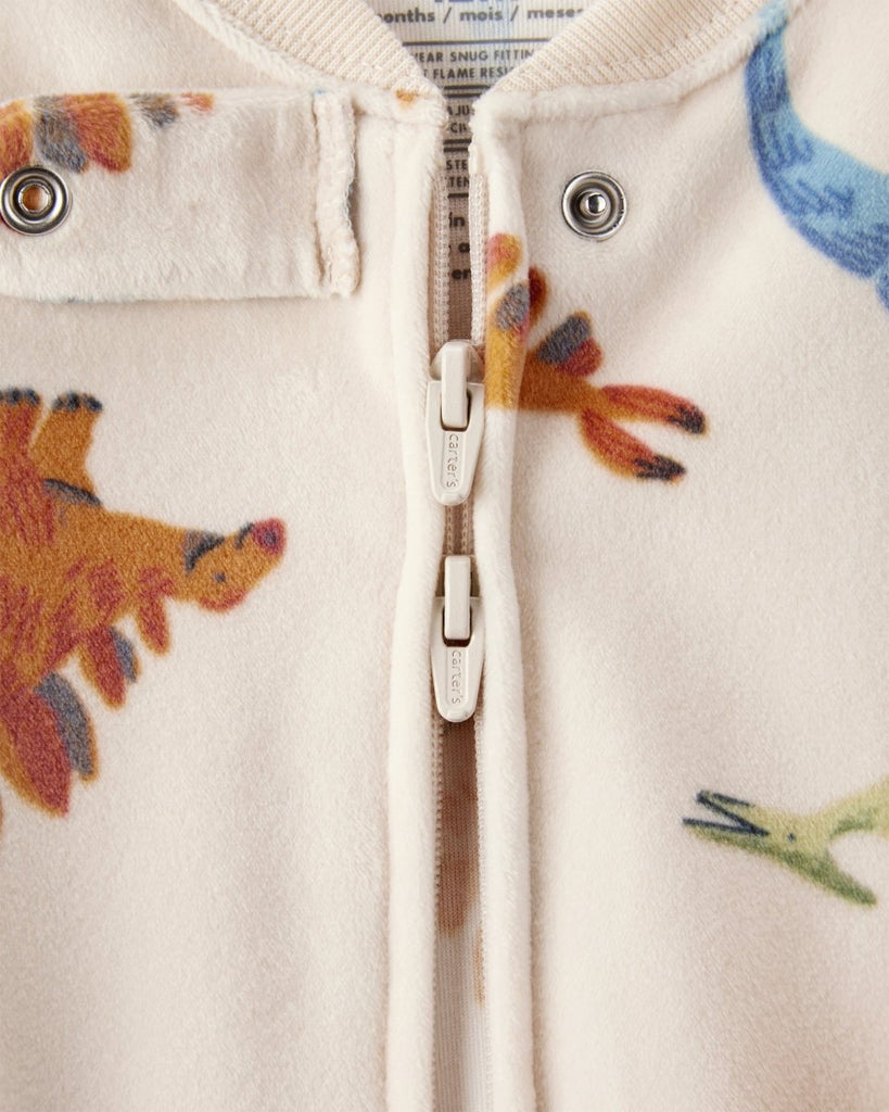 Pijama enterizo polar marrón con dinosaurios para bebé niño - Carter's