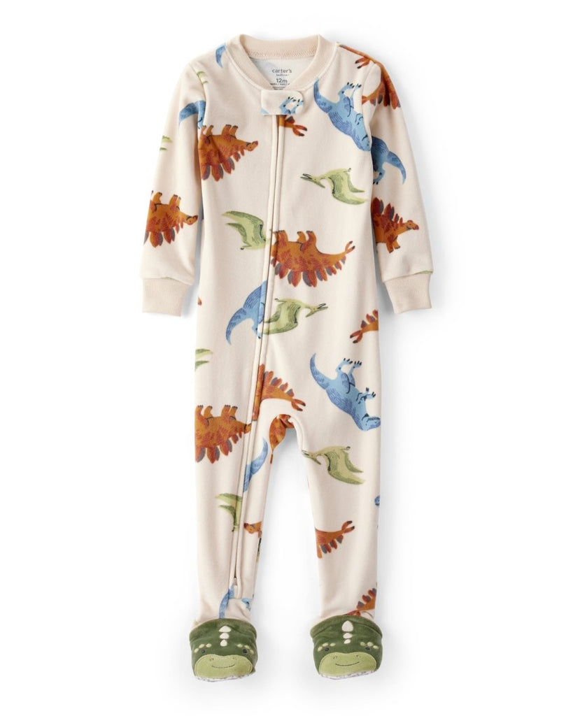 Pijama enterizo polar marrón con dinosaurios para bebé niño - Carter's