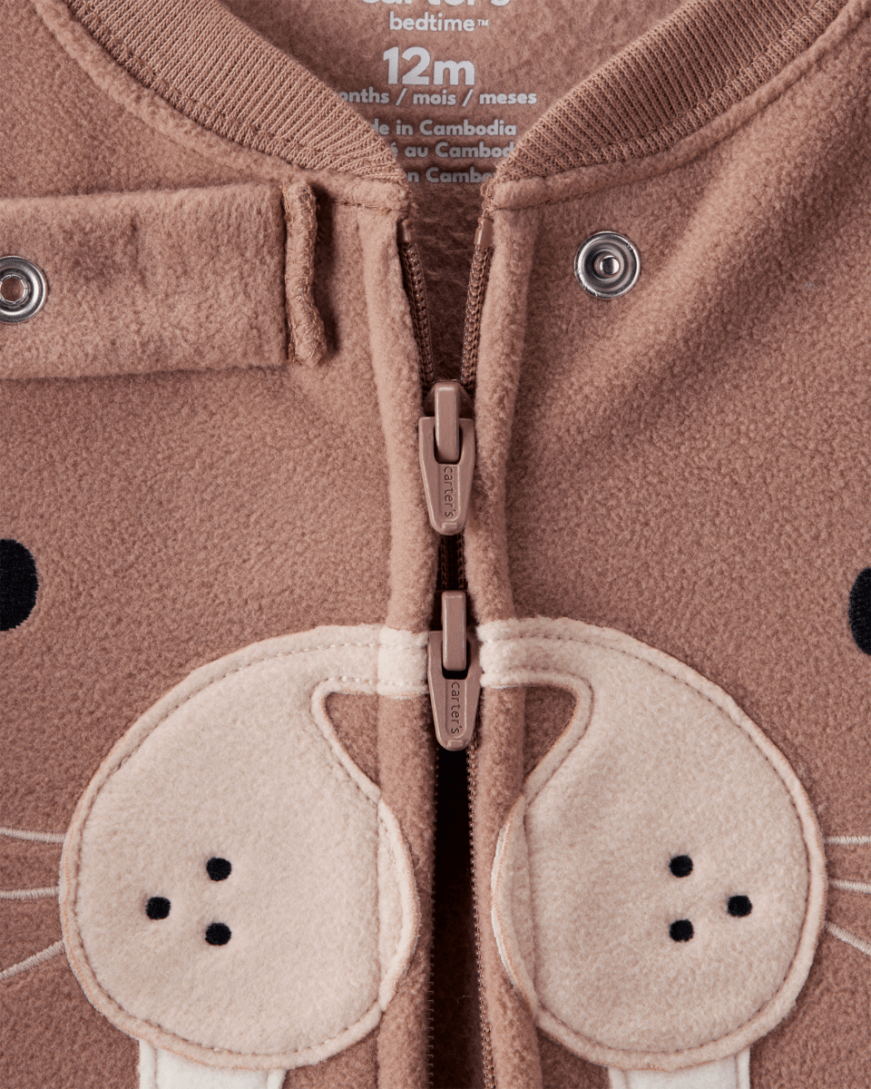 Pijama enterizo polar marrón con diseño de morsa - Carter's