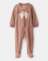 Pijama enterizo polar marrón con diseño de morsa
