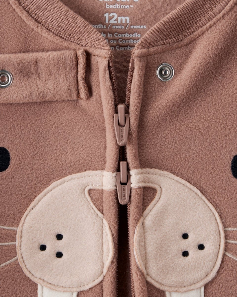 Pijama enterizo polar marrón con estampado morsa - Carter's