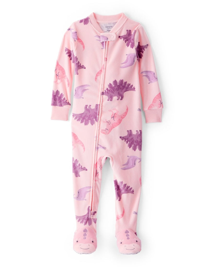 Pijama enterizo polar rosa con estampado de dinosaurios para bebé niña - Carter's
