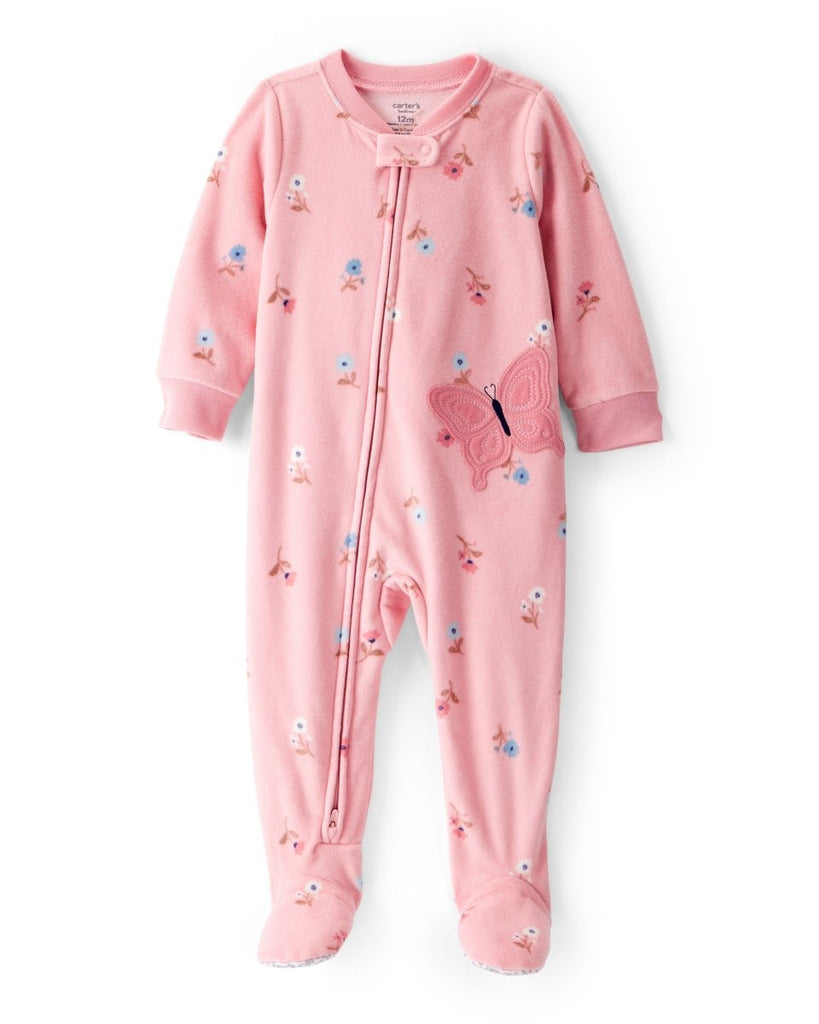 Pijama enterizo polar rosa con estampado floral para bebé niña - Carter's