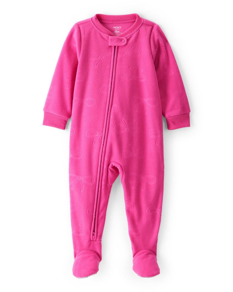 Pijama enterizo polar rosa con lazo para bebé niña - Carter's