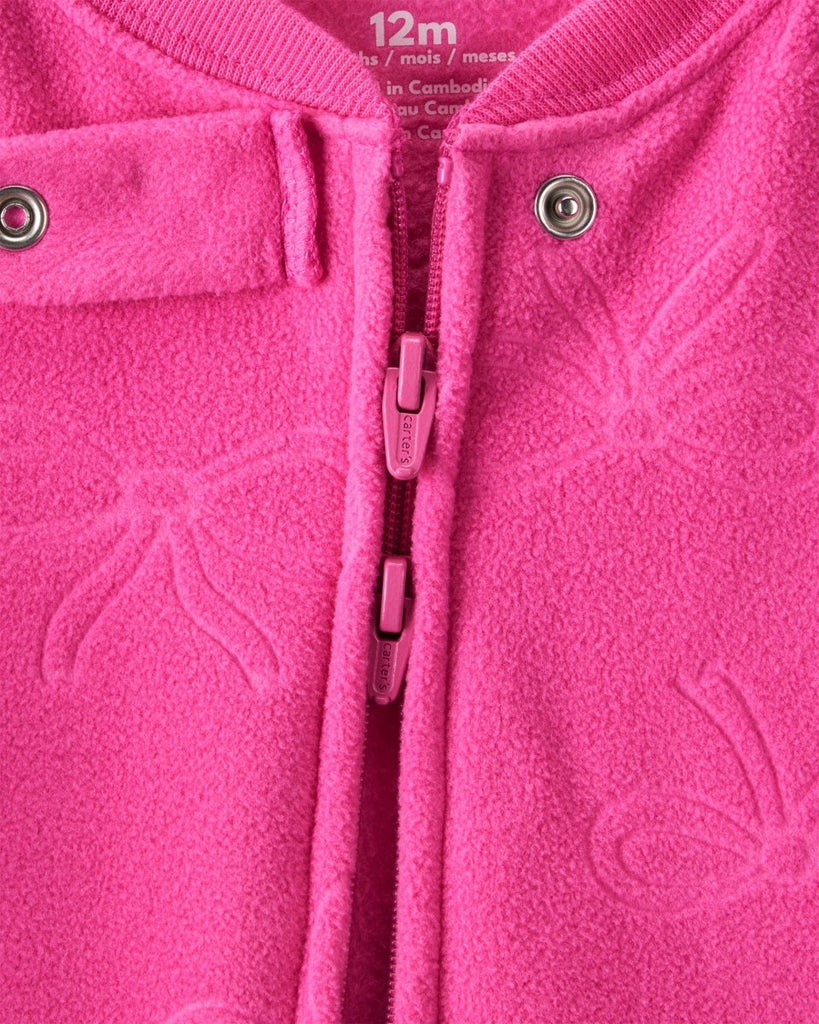 Pijama enterizo polar rosa con lazo para bebé niña - Carter's