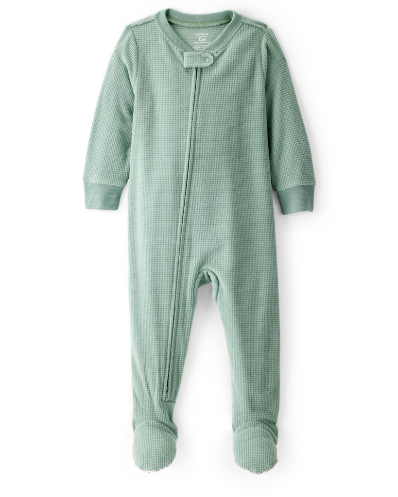 Pijama enterizo polar verde sólido waffle - Carter's