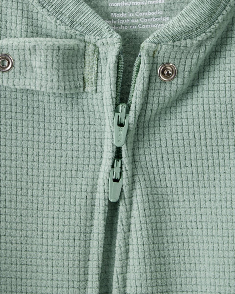 Pijama enterizo polar verde sólido waffle - Carter's