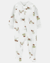 One-piece microfleece cabin-design pajamas