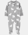 Polar fleece one-piece polar bear pajama