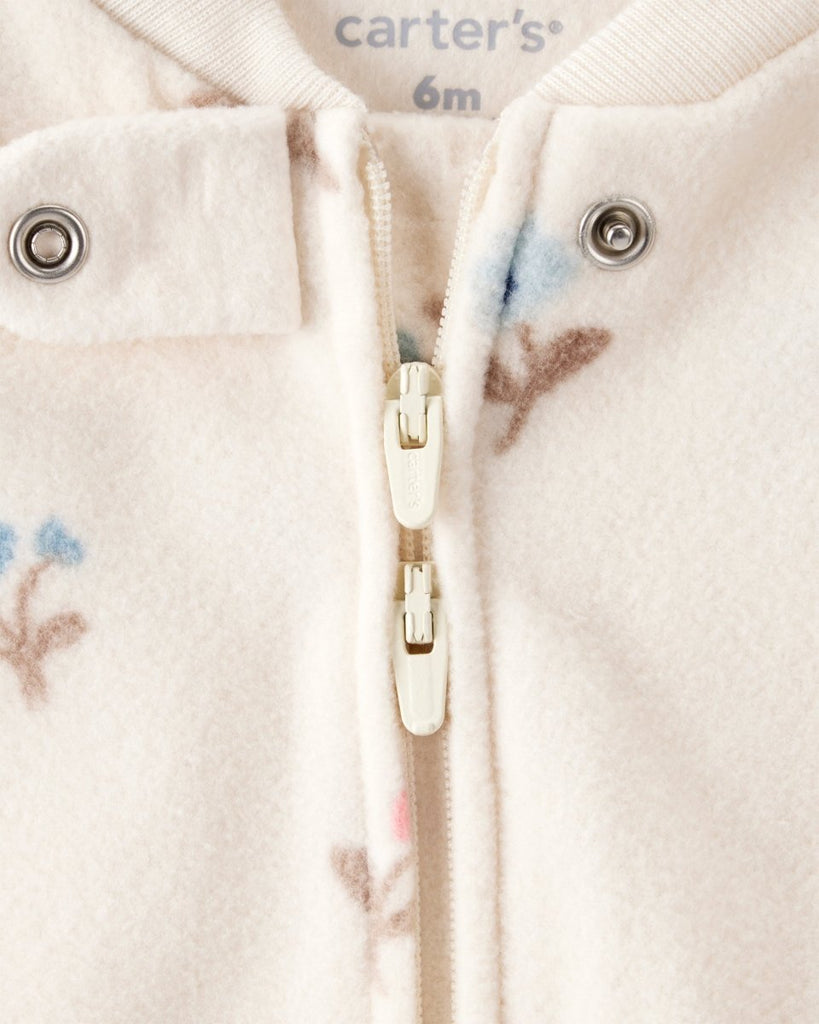 Pijama microfleece color marfil con estampado floral mini para bebé niña - Carter's
