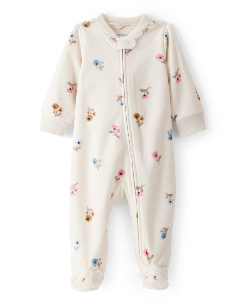 Pijama microfleece color marfil con estampado floral mini para bebé niña - Carter's