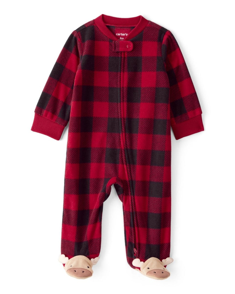 Pijama microfleece con estampado de oso y cuadros para bebé unisex - Carter's