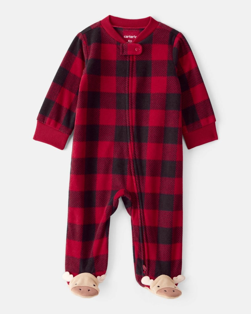 Pijama microfleece con estampado de oso y cuadros para bebé unisex - Carter's