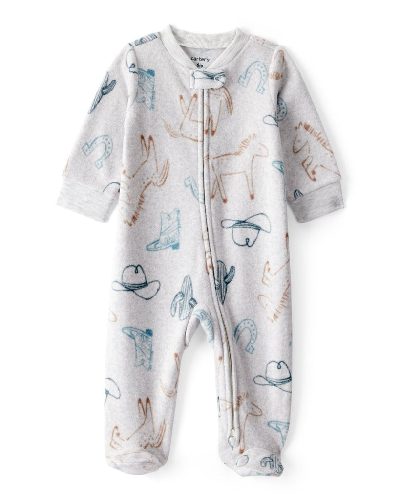 Pijama microfleece gris con estampado de vaquero azul para bebé niño - Carter's