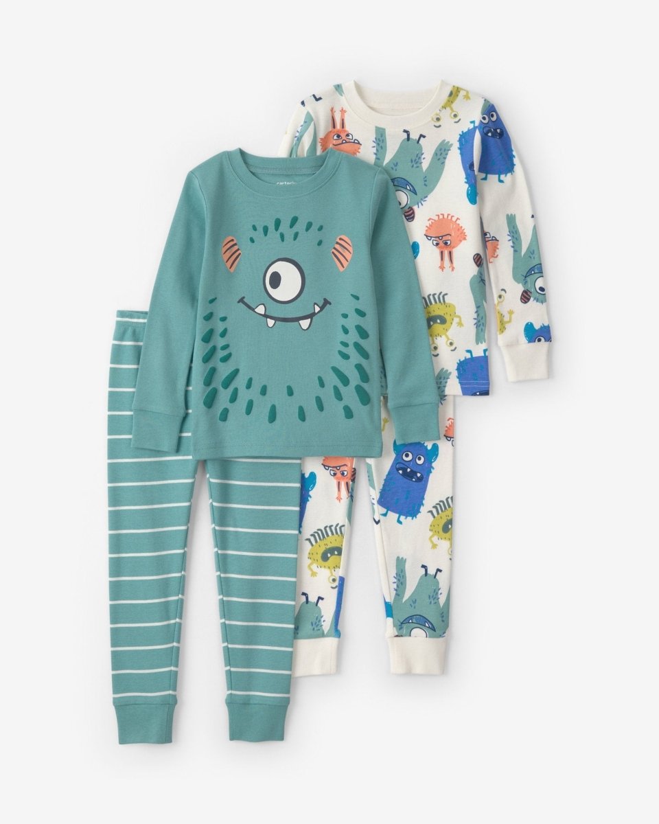 Pijama pack de 4 piezas de algodón, monstruos en verde - Carter's
