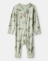 Soft cotton sustainable dinosaur print pajamas, green