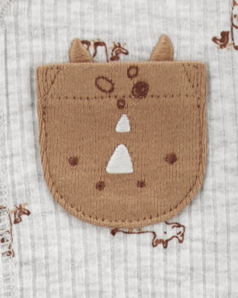 Pijama una pieza de algodón acanalado, con pie, diseño rinocerontes - Carter´s España