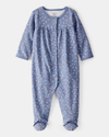 One-piece cotton pajamas with feet, floral design