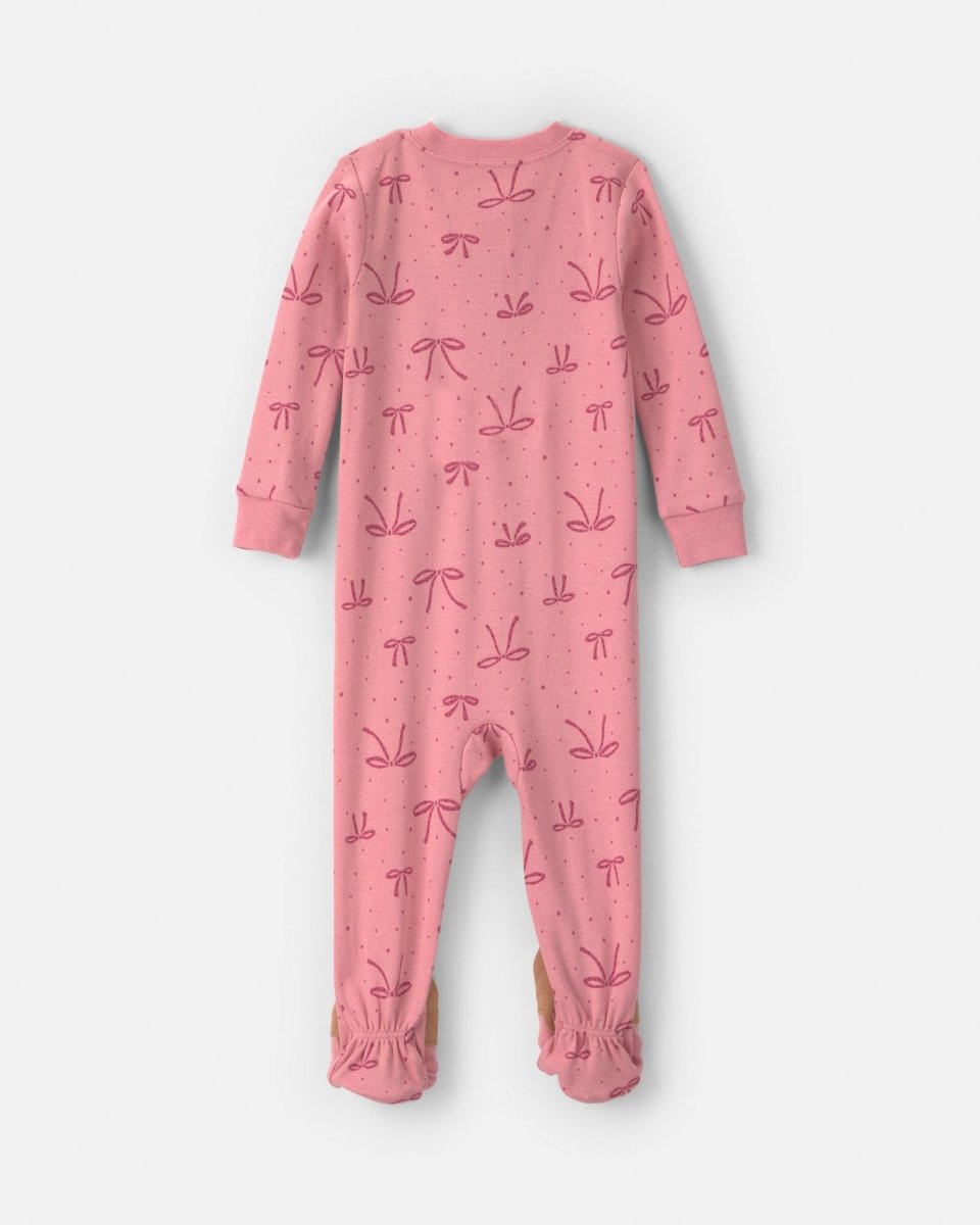 Pijama una pieza de algodón con pie, lazos en rosa - Carter's