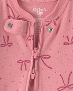 Pijama una pieza de algodón con pie, lazos en rosa - Carter's