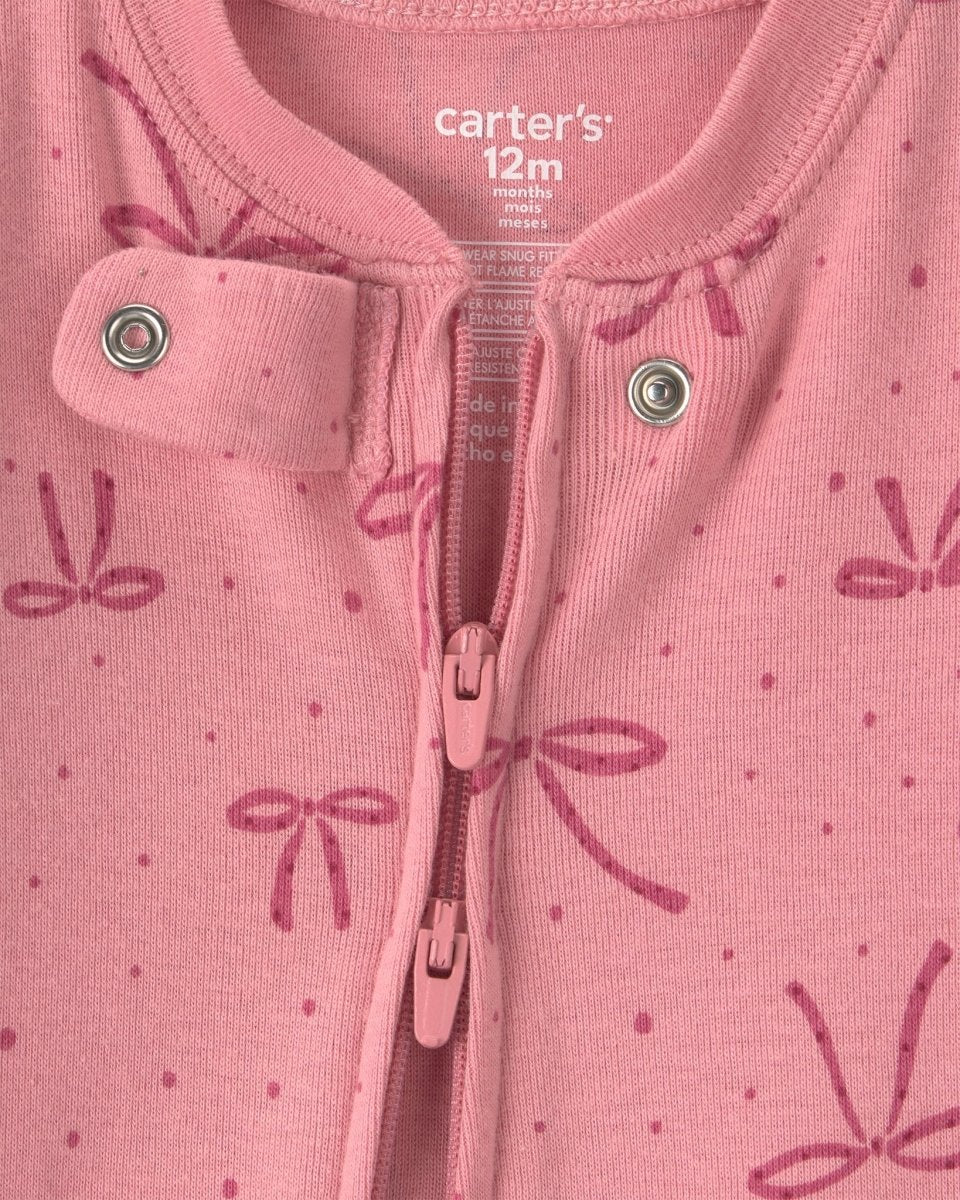 Pijama una pieza de algodón con pie, lazos en rosa - Carter's