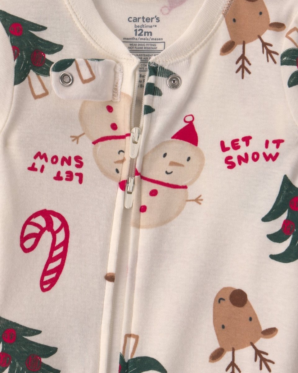 Pijama una pieza de algodón con pie, Navidad en crema - Carter's