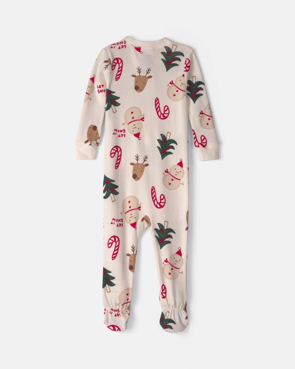 Pijama una pieza de algodón con pie, Navidad en crema - Carter's