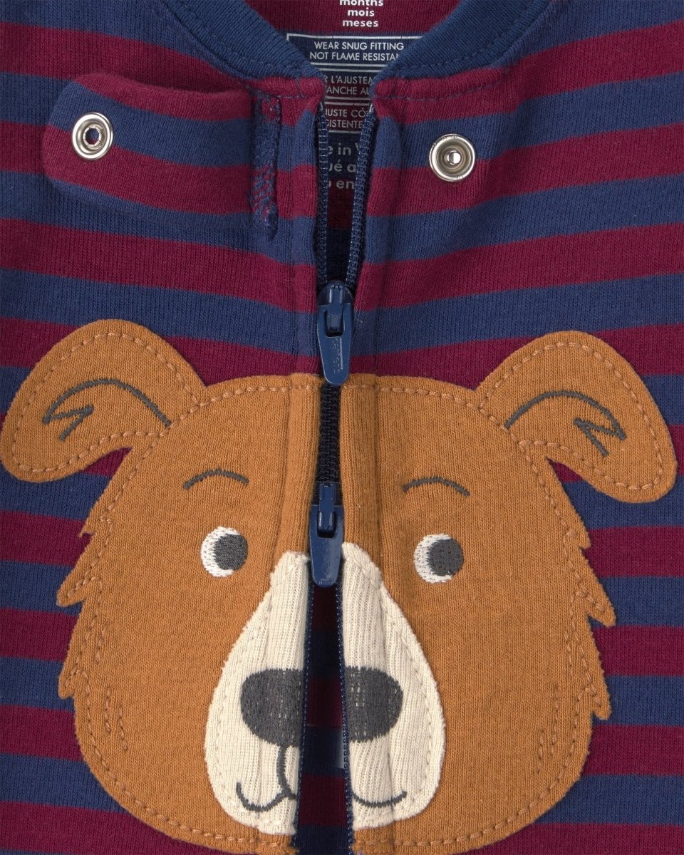Pijama una pieza de algodón con pie, perros y rayas - Carter's