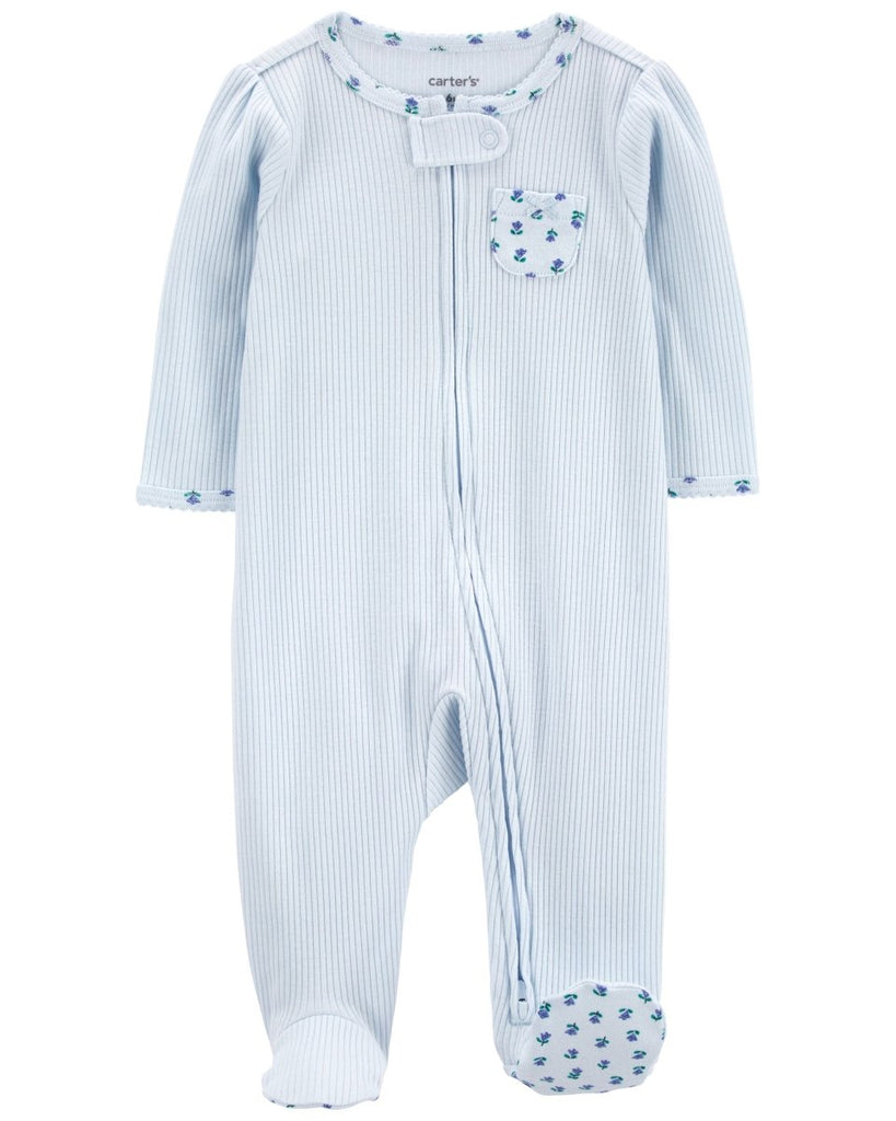 Pijama una pieza de algodón térmico, con pie, diseño floral - Carter's